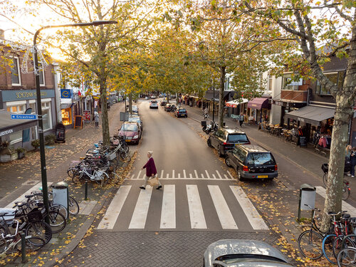 Een dronebeeld van de Gijsbrecht van Amstelstraat